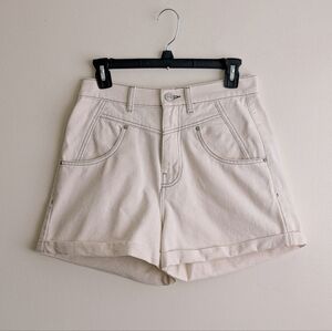 BDG Urband Outfitters Canvas Seamed High Waisted Denim Shorts Utility Scandi